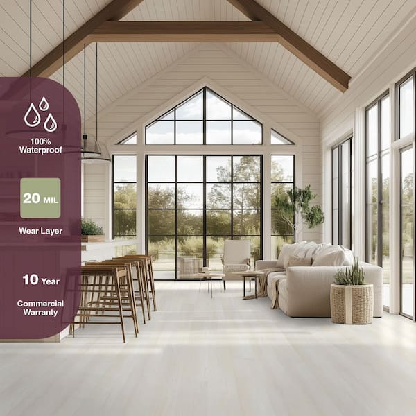 Silverbow 20 MIL x 7 in. x 48 in. White-Gray Wood Look Cick Lock Waterproof Vinyl Plank Flooring (21.42 sq. ft./Case)