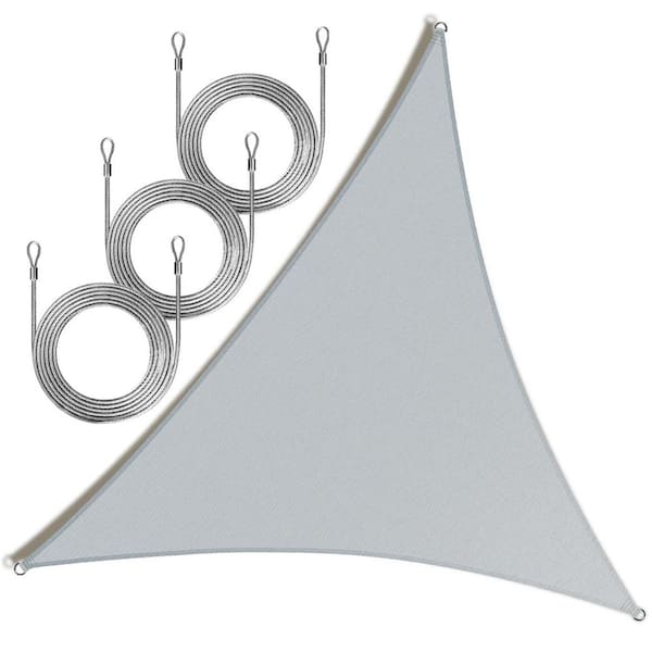 16 ft. x 16 ft. x 16 ft. Triangle Sun Shade Sail with Rope-Gray