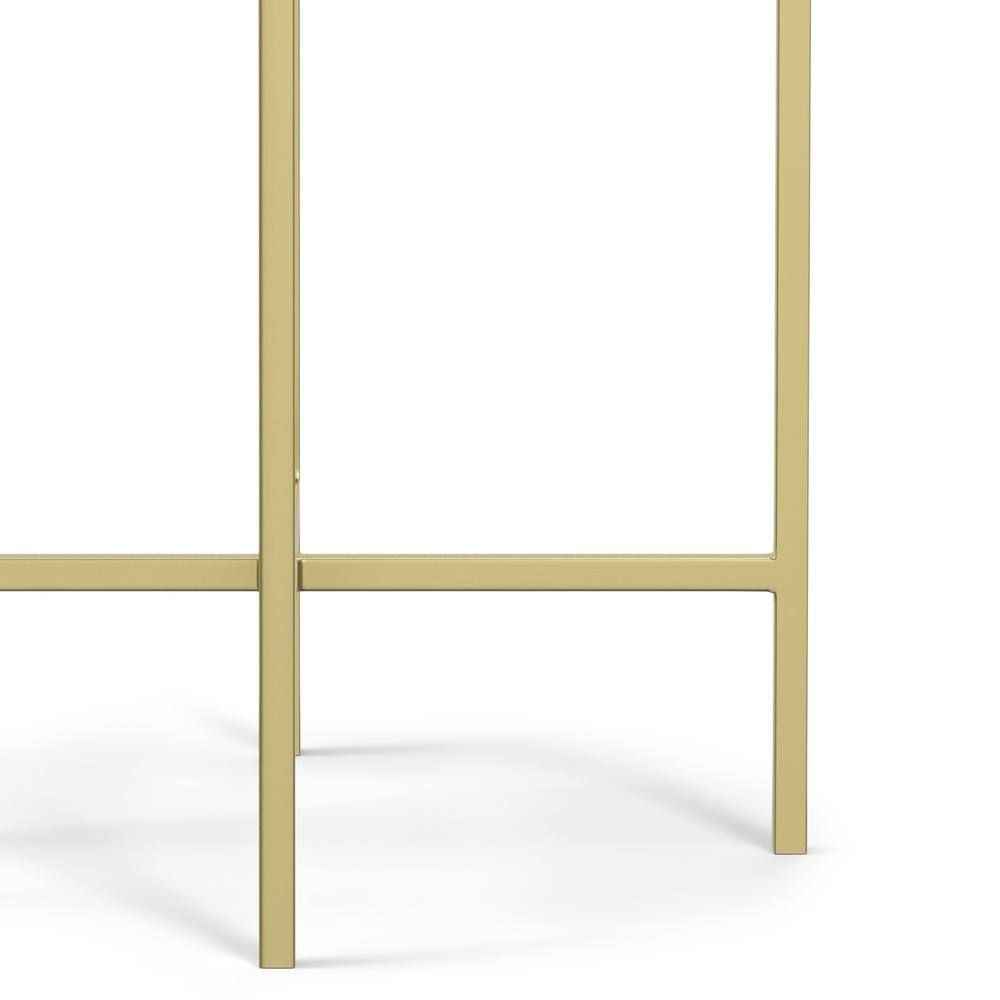 Gold Metal and White Marble Round Side Table, 16 inch