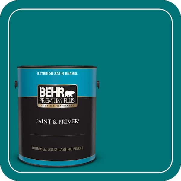 BEHR PREMIUM PLUS 1 gal. #T15-3 Essential Teal Satin Enamel Exterior Paint & Primer
