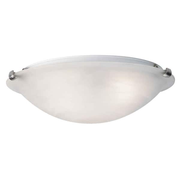 Forte Lighting 2-Light Brushed Nickel Flush Mount with Marble Glass