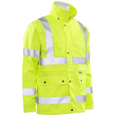 S371 Men's 4X Hi Viz Lime ANSI Class 3 Woven Oxford Raincoat