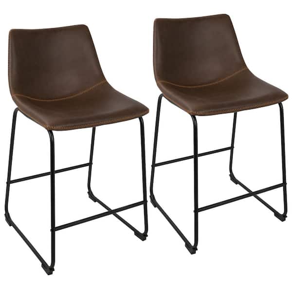 Lumisource Duke Black and Espresso Industrial Counter Stool