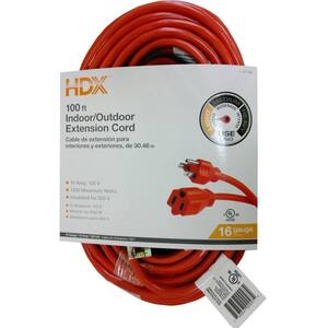 100 ft. 16/3 Light Duty Indoor/Outdoor Extension Cord, Orange