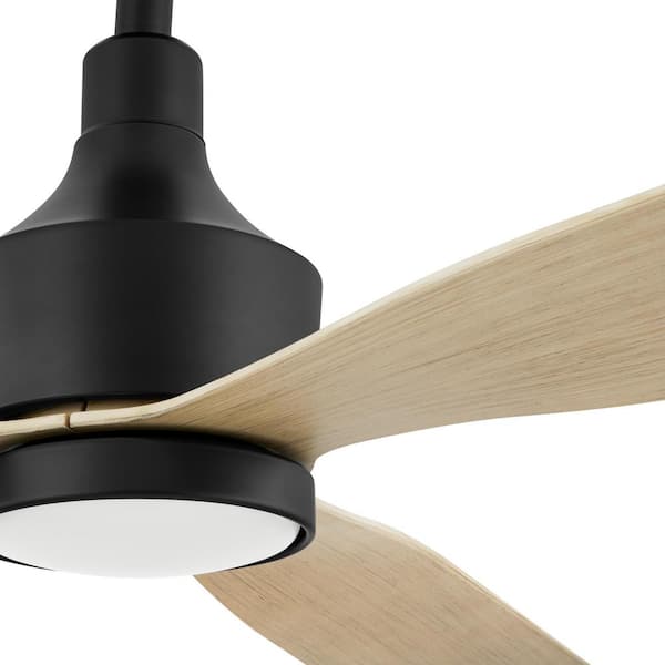 Ryland 52 in. Smart Indoor/Outdoor Matte Black Ceiling Fan with Adjustable White LED with Remote Powered by Hubspace