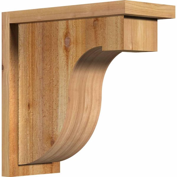 Ekena Millwork 6 in. x 14 in. x 14 in. Western Red Cedar Del Monte Rough Sawn Corbel with Backplate
