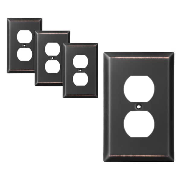 DEWENWILS 1-Gang Aged Bronze Duplex Outlet Metal Wall Plate (4-pack)
