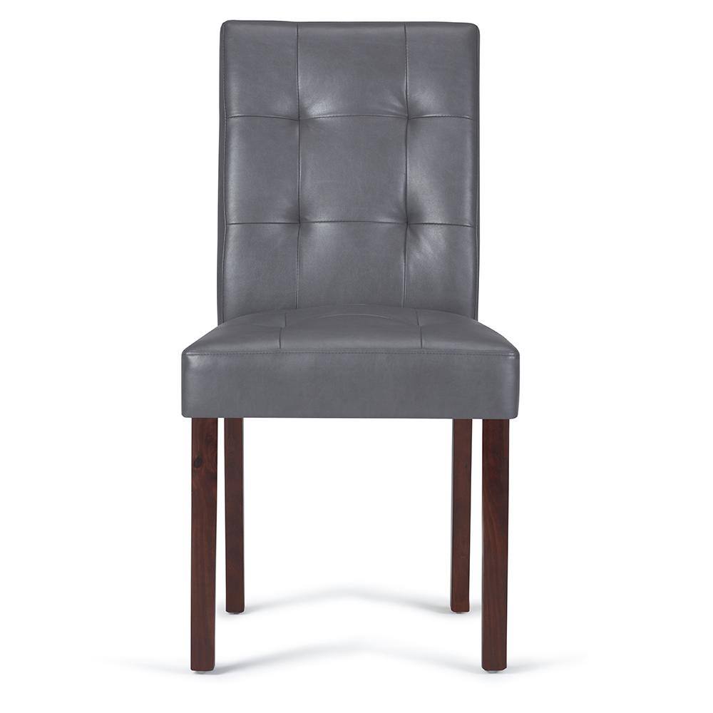 Stone Grey Faux Leather Upholstered Parsons Side Chair Set