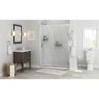 Passage 60 in. x 72 in. 3-Piece Glue-Up Alcove Shower Wall, Door and Base Kit with Left Hand Drain in Serene Marble