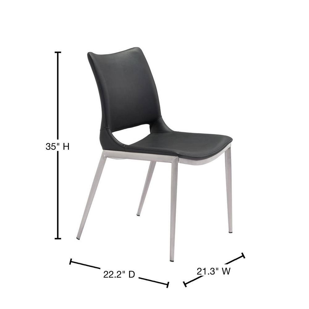 High Black Metal Retro Dining Side Chair Set
