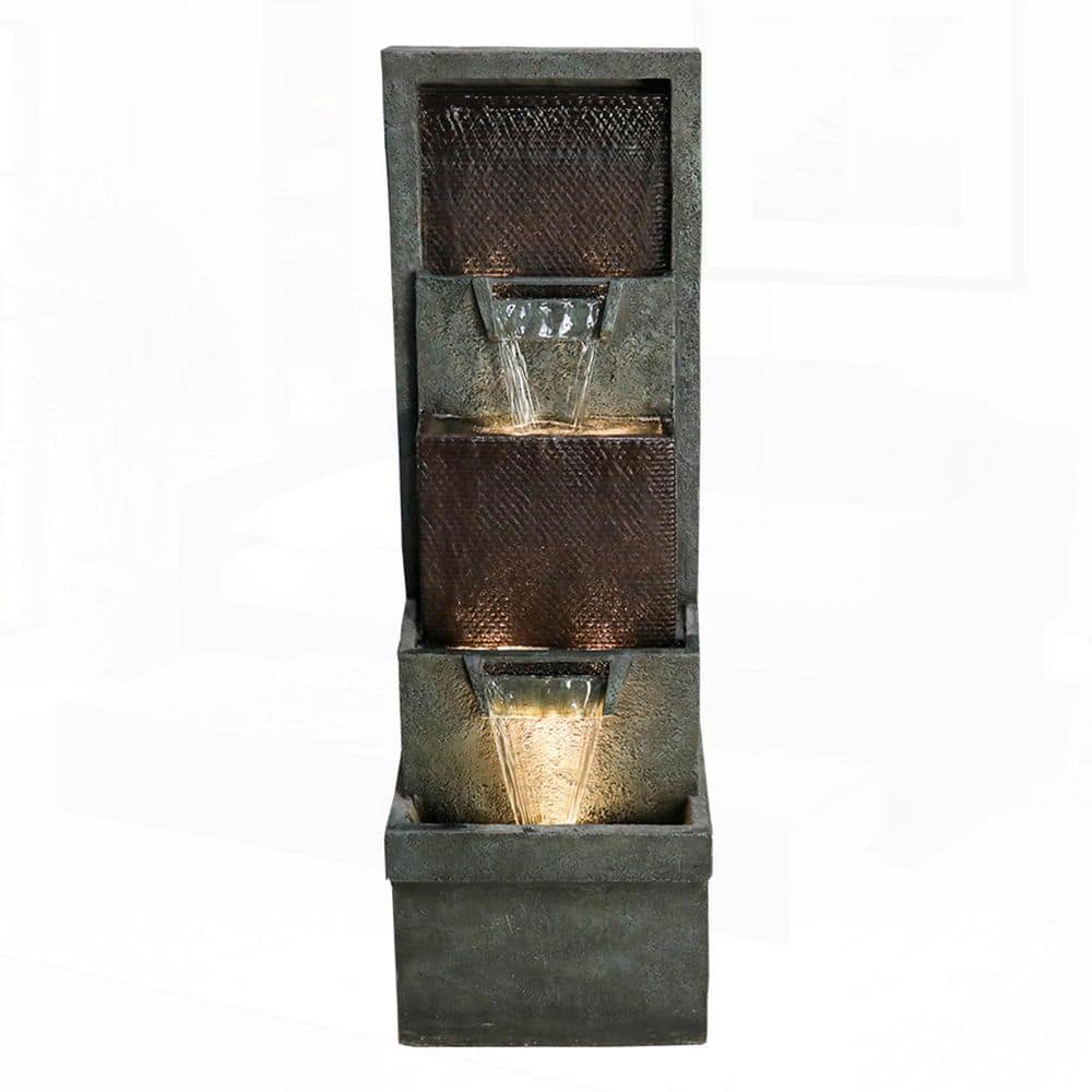 39. 3in. H Resin Outdoor Garden Tiered Fountain with LED Lights, Floor-Standing for Patio, Yard, and Home Decor price history on PriceWatchPro