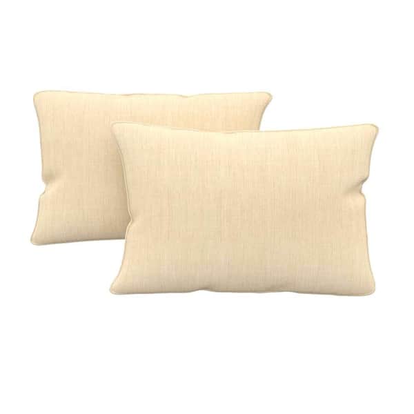 24 x 12 Sunbrella Canvas Flax Outdoor Lumbar Pillow, (Set of 2)