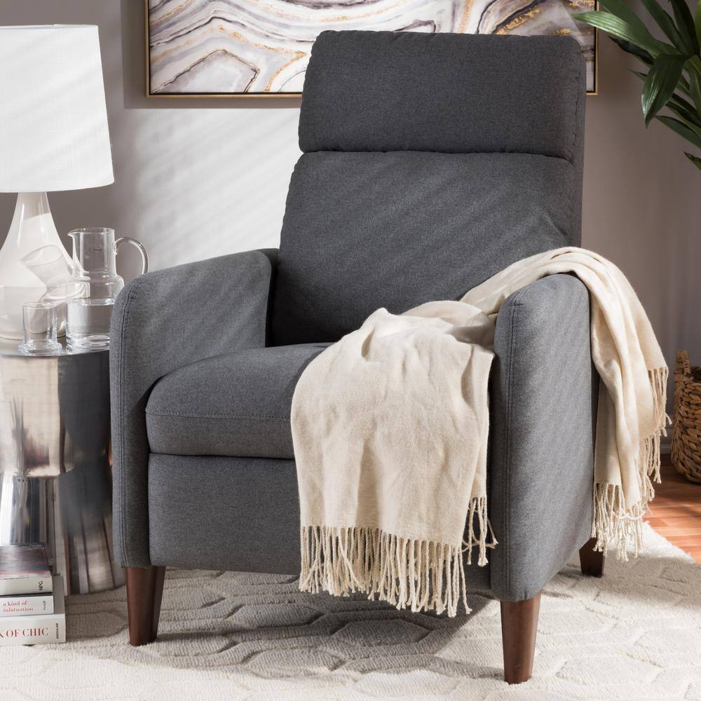 Casanova Mid-Century Modern Gray Fabric Recliner Chair