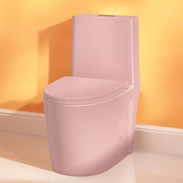12 in. 1-Piece 1.1/1.6 GPF Dual Flush Elongated Toilet in Pink, Seat Included-ADA Comfort Height