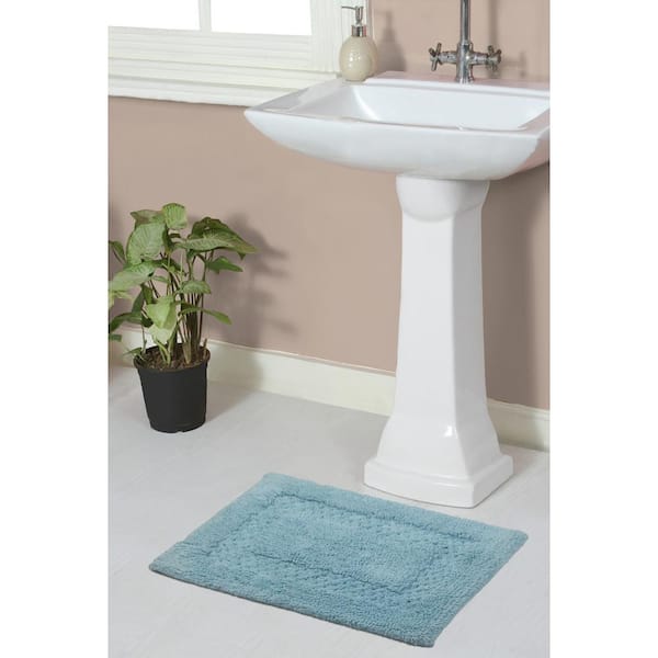 HOME WEAVERS INC Classy 100% Cotton Bath Rugs Set, 17 in. x24 in. Rectangle, Aqua