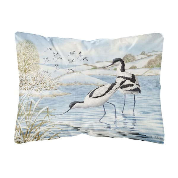 Caroline's Treasures 12 in. x 16 in. Multi-Color Lumbar Outdoor Throw Pillow Avocet Fabric Decorative Pillow
