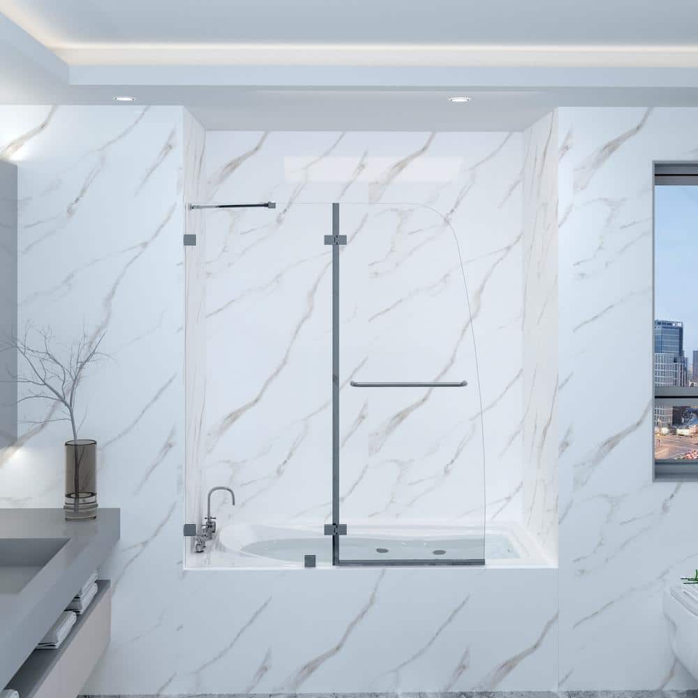 48 in. W x 58 in. H Pivot Frameless Shower Tub Door in Chrome Finish wtih Tempered Glass price history on PriceWatchPro