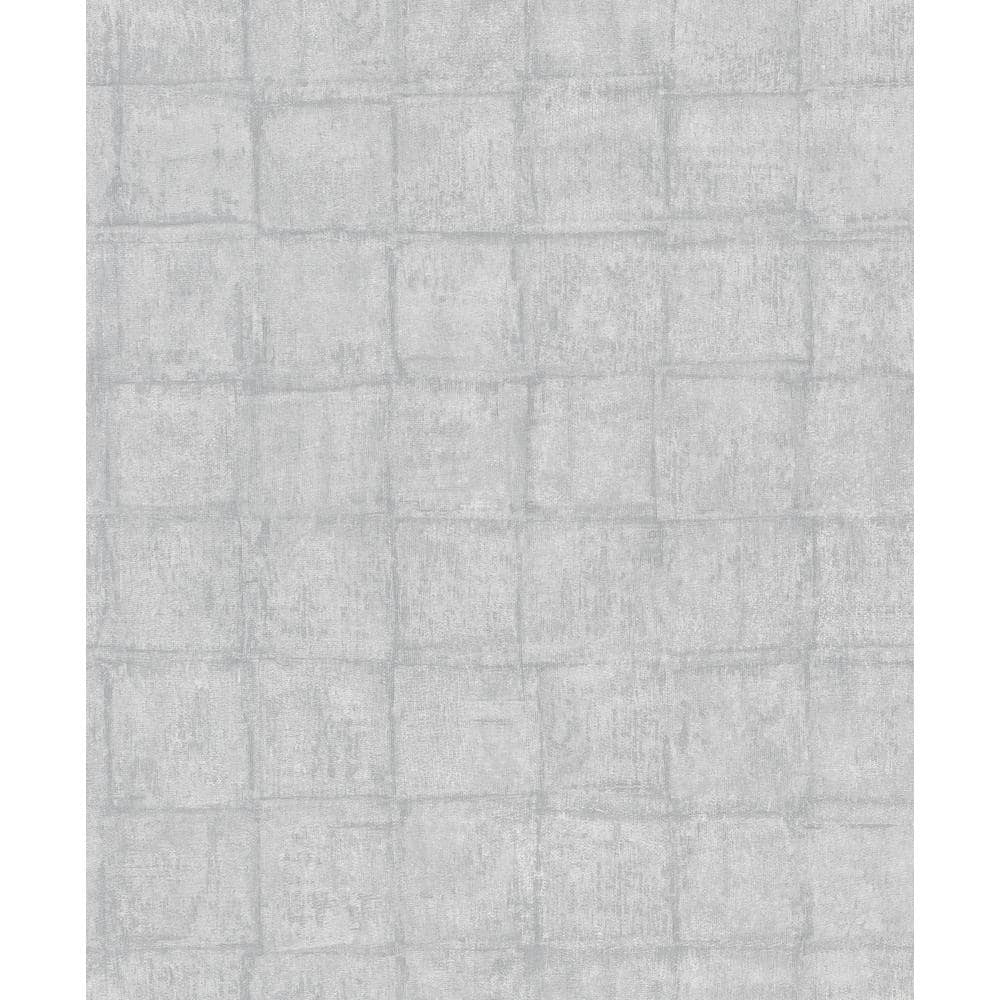 Textured Tile Effect Chalk Grey Matte Finish Vinyl on Non-Woven Non-Pasted 
