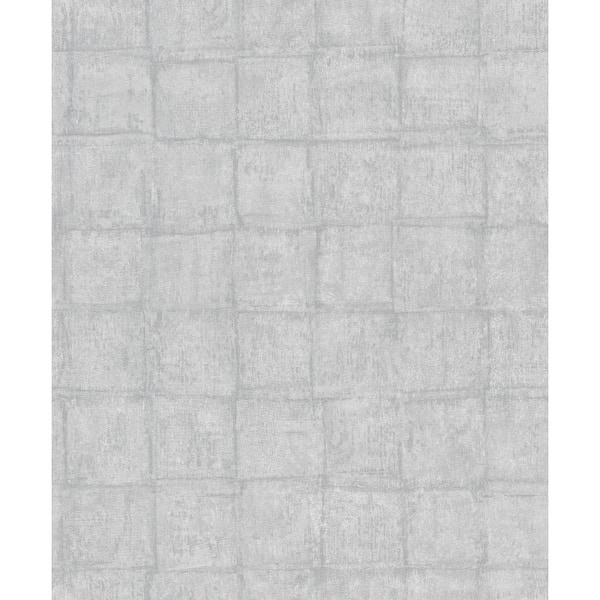 Unbranded Textured Tile Effect Chalk Grey Matte Finish Vinyl on Non-Woven Non-Pasted Wallpaper Roll