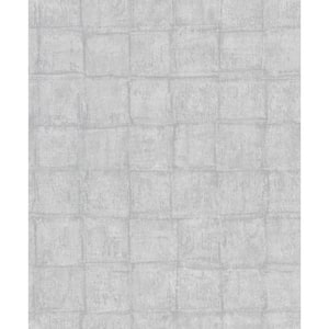 Textured Tile Effect Chalk Grey Matte Finish Vinyl on Non-Woven Non-Pasted Wallpaper Sample