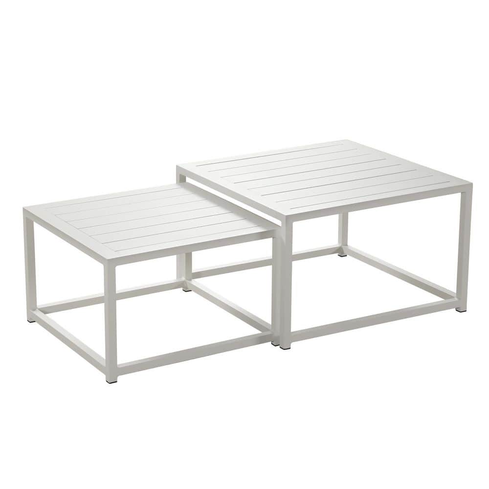 SUNVIVI Aluminum Outdoor Nesting Coffee Table Set, White DKX210WT-11 ...