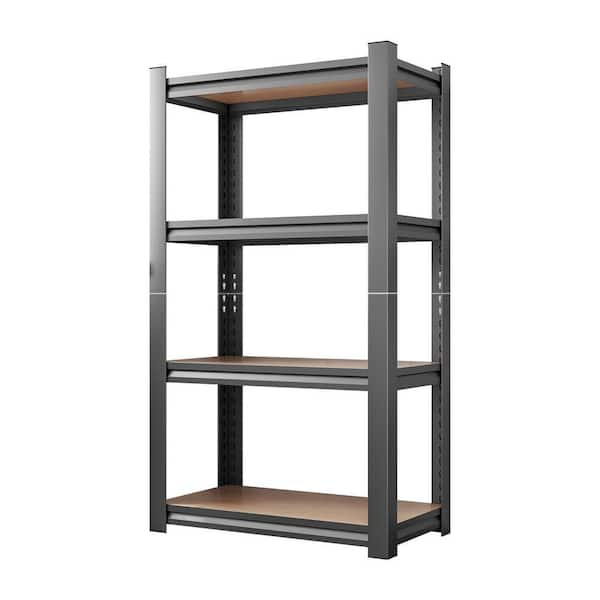 4-Tiers Metal Adjustable Garage Storage Shelving Unit with MDF Board in Black (23.6 in. W x 45.6 in. H x 11.8 in. D)