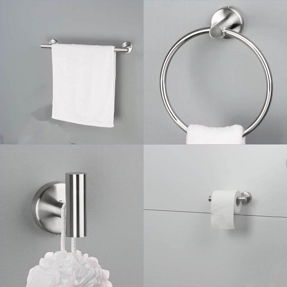 Brushed Nickel Stainless Steel 6-Piece Bathroom Towel Rack Set