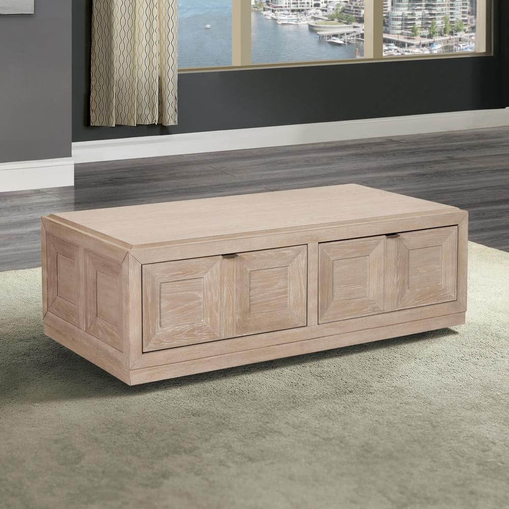 Tawny Brown Rectangular Wood Coffee Table with Storage