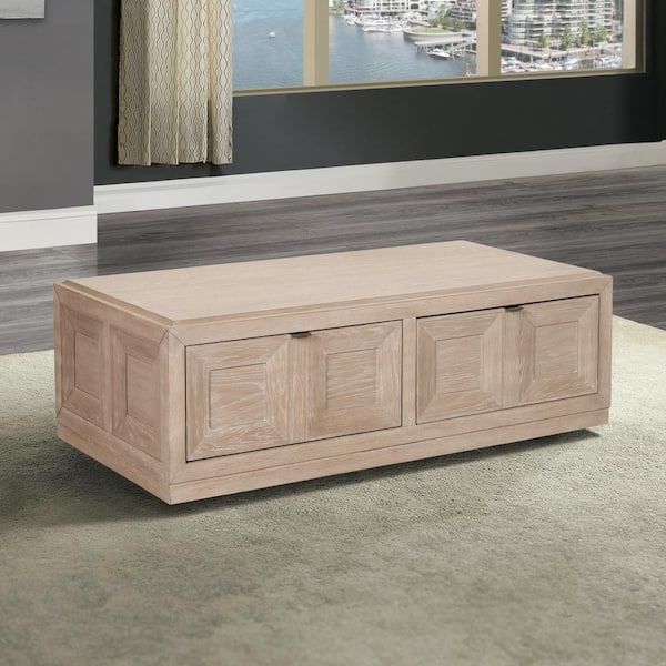 Furniture of America Flonnin 54 in. Tawny Rectangle Wood Coffee Table with Casters