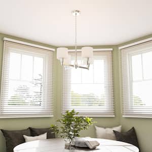 Oron 4-Light Brushed Nickel Reversible Chandelier with White Glass Shades