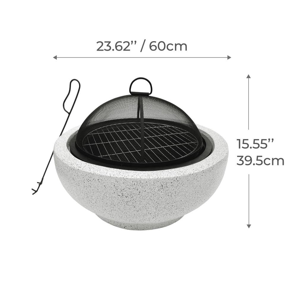 Gray Faux Concrete Round Wood Burning Fire Pit