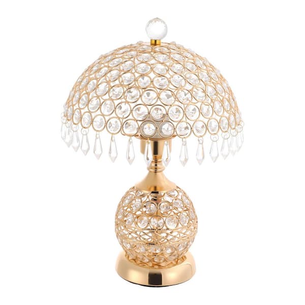 16.92 in. Gold Luxury Decorative Crystal Table Lamp for Bedroom Living Room with Clear Crystal Shade, No Bulbs Included