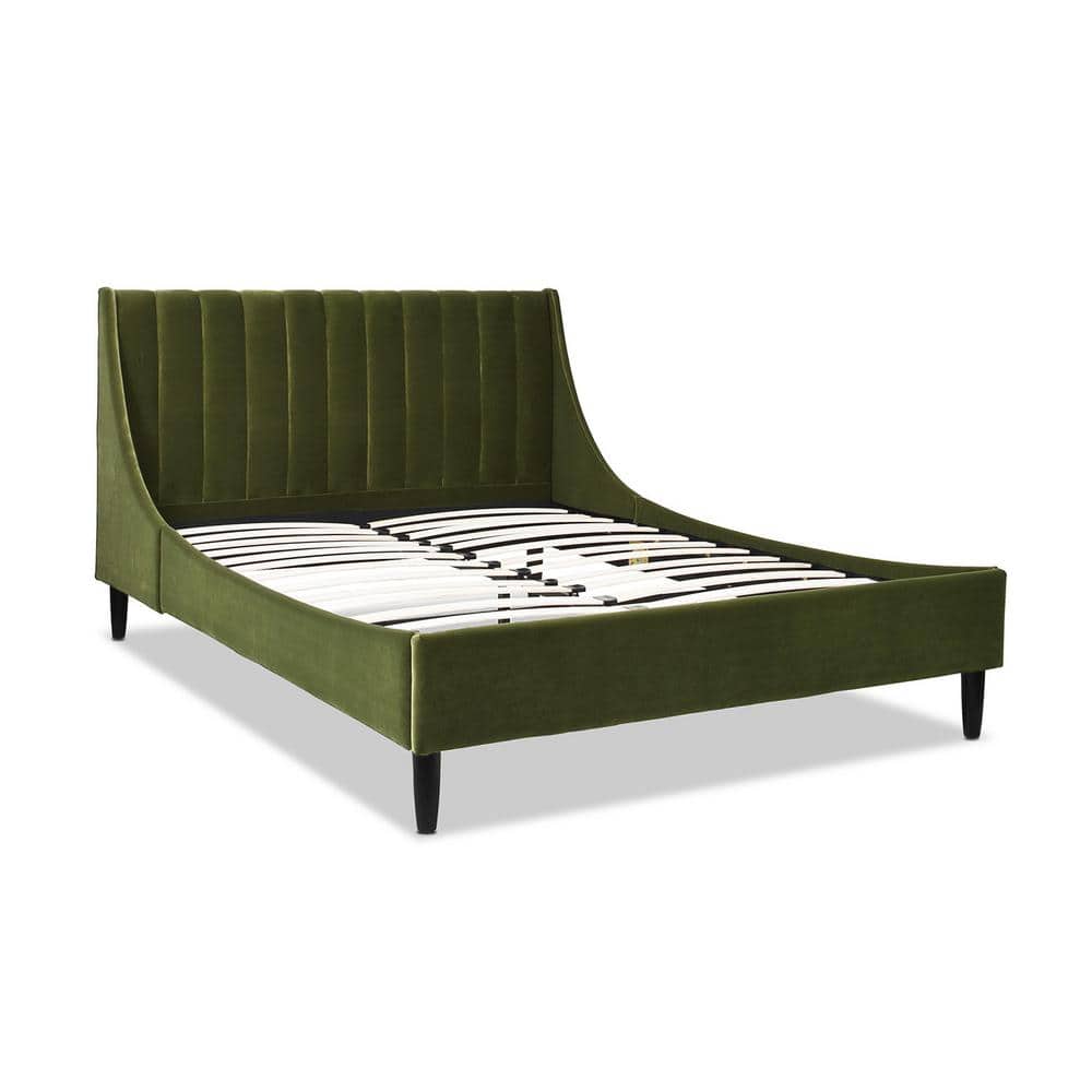 Jennifer Taylor Aspen Olive Green Queen Performance Velvet Vertical