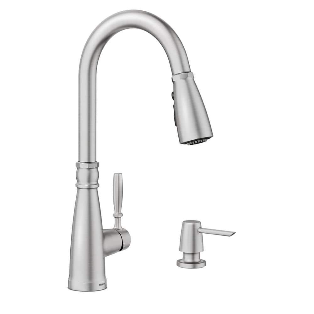 Boman Stainless Steel Pull-Down Kitchen Faucet with Soap Dispenser