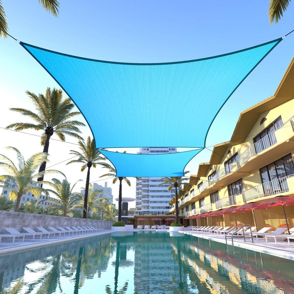 Turquoise 10 ft x 13 ft HDPE Patio Sun Shade Sail Canopy