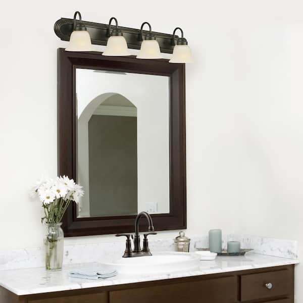 Design House Allante 4 Light Oil Rubbed, Bathroom Lighting Ideas Over Mirror Home Depot