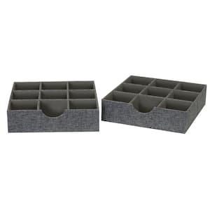 12 in. W x 3 in. H Graphite Linen 1 Drawer Unit 9 Section Hard-Sided Trays (2-Pack)