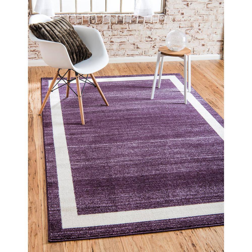 Violet Ivory Rectangular Tufted Synthetic Easy-Care Rug