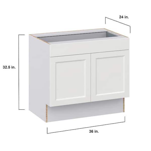 J COLLECTION Alton Painted White Recessed Assembled 36 in. W x 32.5 in. H x 23.75 in. D Accessible ADA 1 Drawer Base Kitchen Cabinet