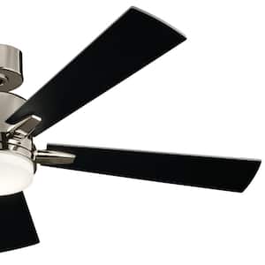 Lucian Elite 52 in. Indoor Polished Nickel Downrod Mount Ceiling Fan with Integrated LED with Wall Control Included