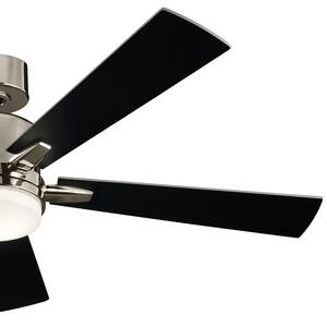 Lucian 52 in. Integrated LED Indoor Polished Nickel Downrod Mount Ceiling Fan with Light with Switch
