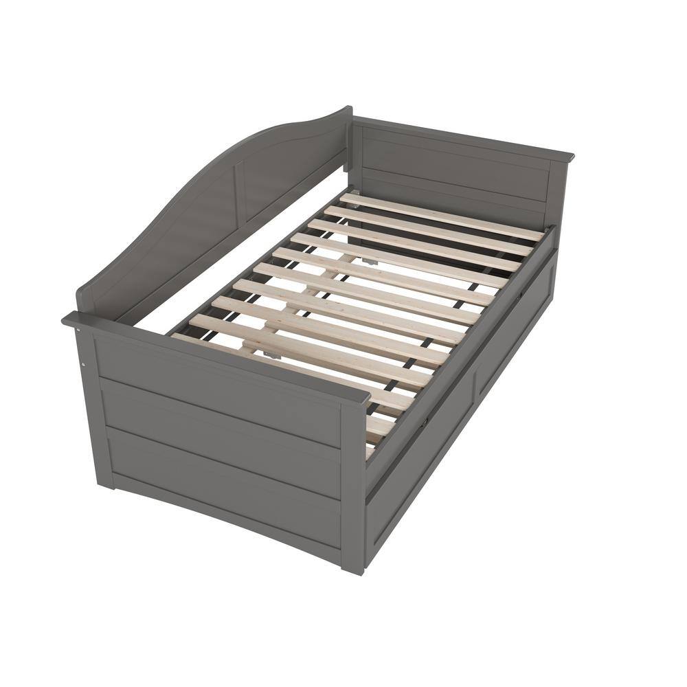 Acadia Twin Gray Wood Daybed with Trundle and Slats