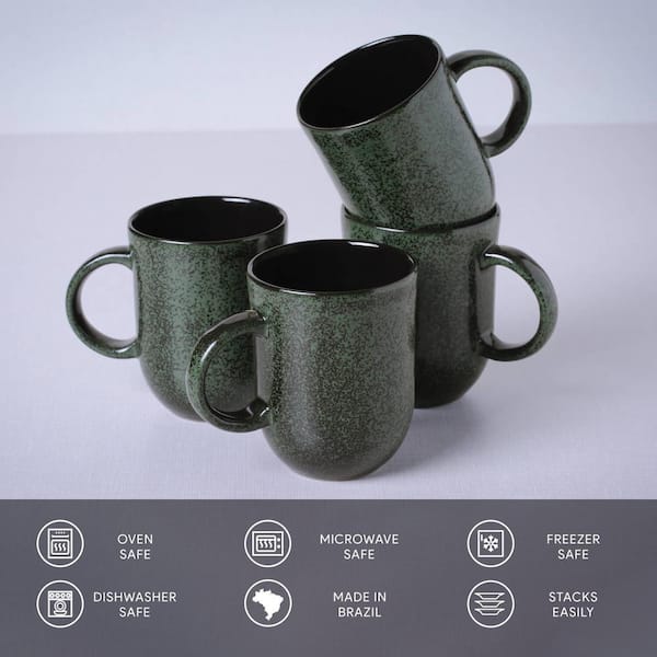 PORTO BRASIL 11.16 oz. Greenery Green Stoneware Coup Mug (Set of 4)  12326106502 - The Home Depot
