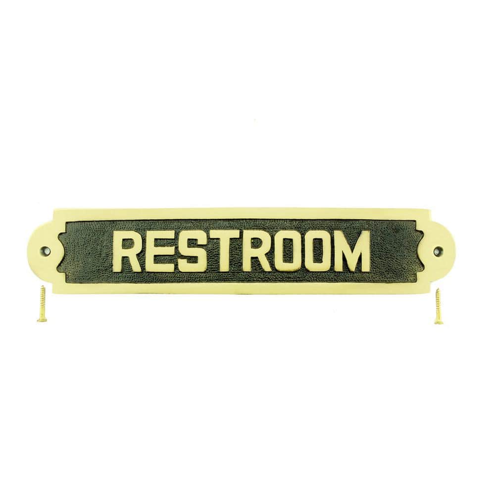 toilet solid brass signs " WC " water closet screw door cast heavy 11.5 cm B 