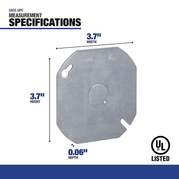 Southwire 4 in. W Steel Metallic Flat Blank Octagon Cover