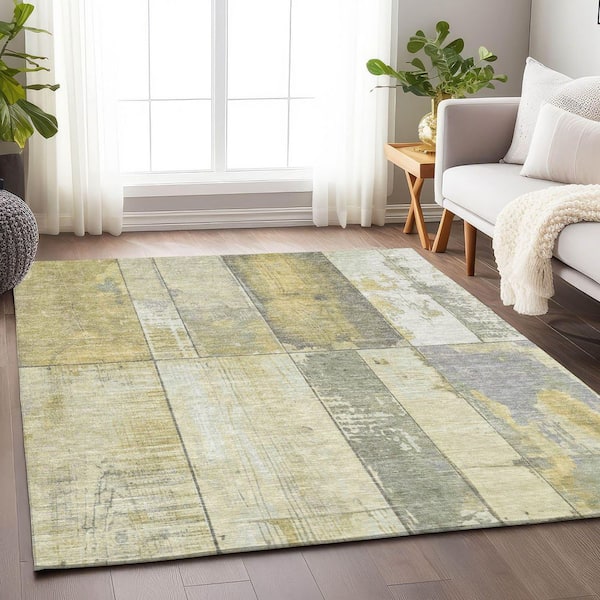Chantille Machine Washable Indoor/Outdoor Abstract ACN1877 Gold 10 ft. x 14 ft. Accent Rug