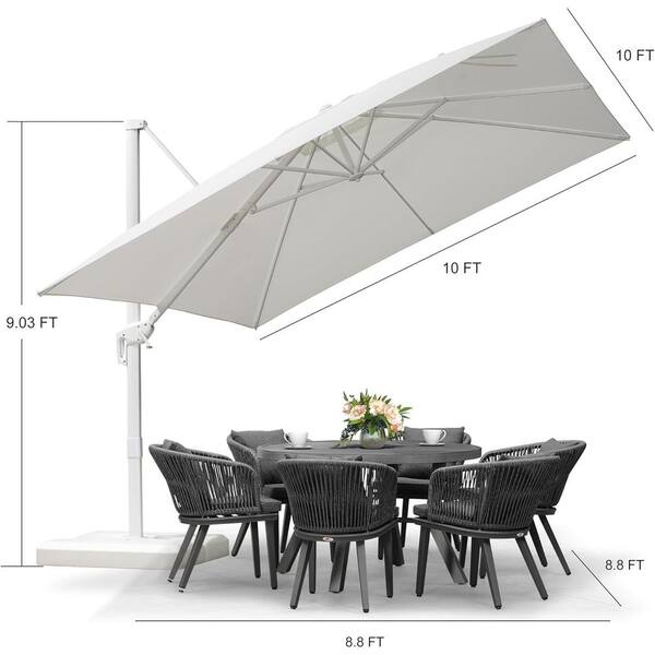 costco patio umbrella tilt SunVilla 11' Color Changing LED Cantilever Umbrella with Rolling Base