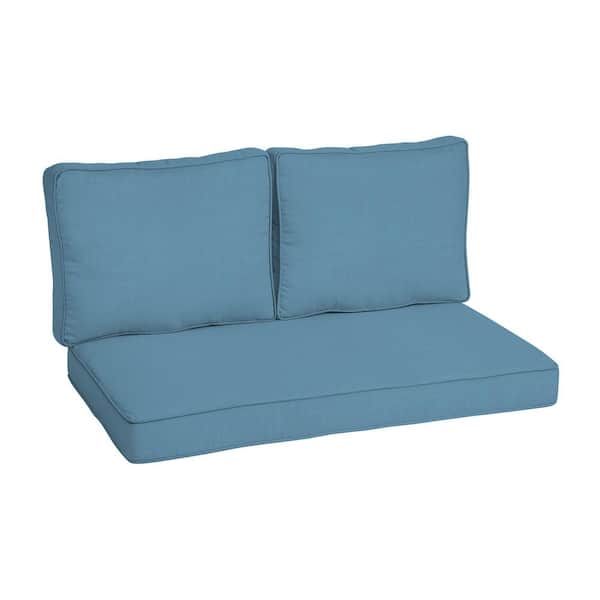 ARDEN SELECTIONS 46 in. x 26 in. Outdoor Loveseat Cushion Set in French Blue Texture