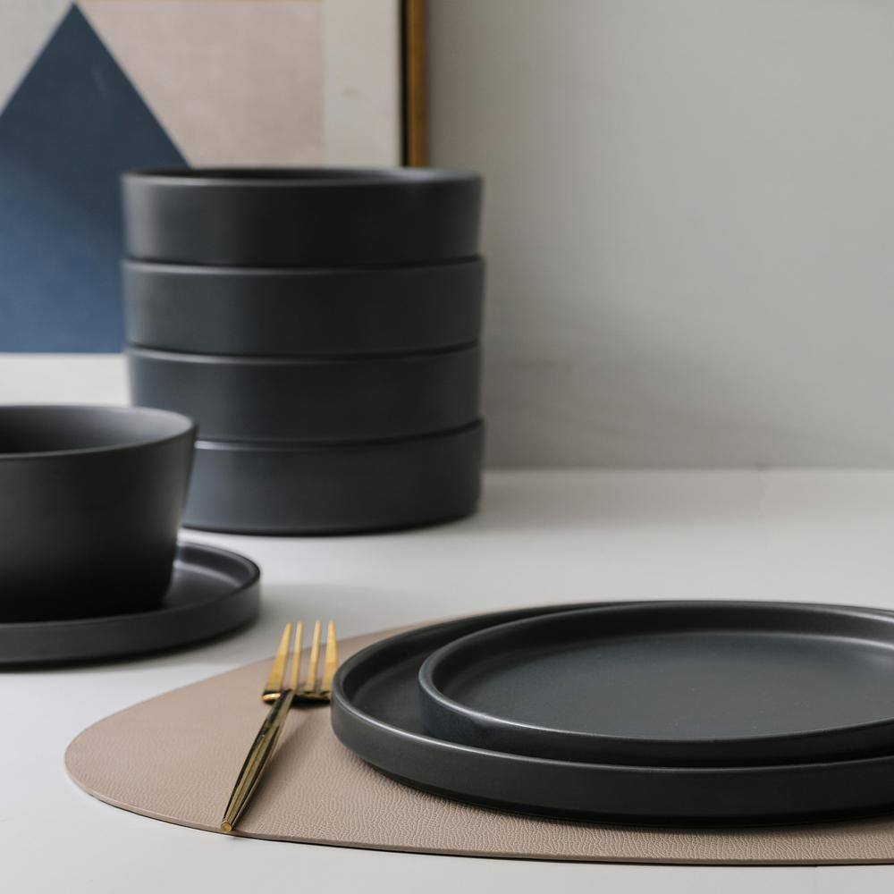 Celina 16-Piece Grey Stoneware Dinnerware Set