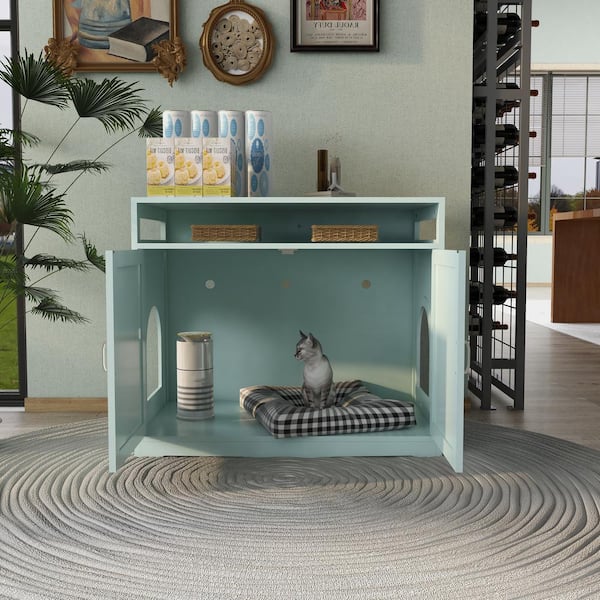 Runesay Litter Box Enclosure Cat Litter Box Furniture with Hidden